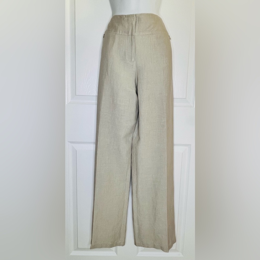Eileen Fisher Women’s Light Gray Linen Viscose Wide Leg Pants M